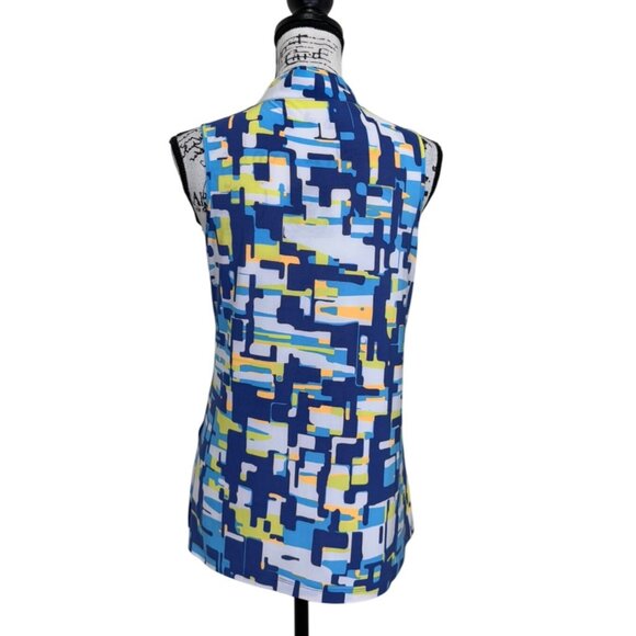 Simplicit by Jamie Sadock Women's Sleeveless Top 1/4 Zip Geometric Size M - Picture 3 of 7